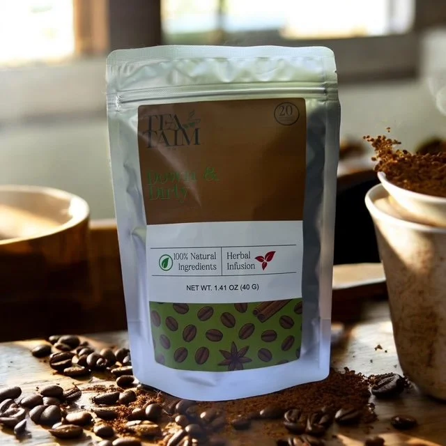 Down & Dirty chai tea with crushed coffee beans and spices