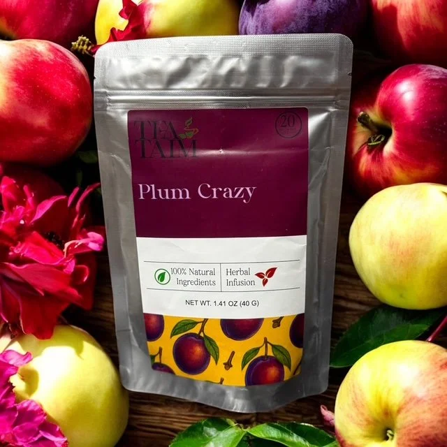 Plum Crazy herbal tea with sweet fruit and cloves